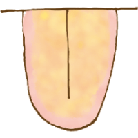 舌苔がやや厚く黄色い